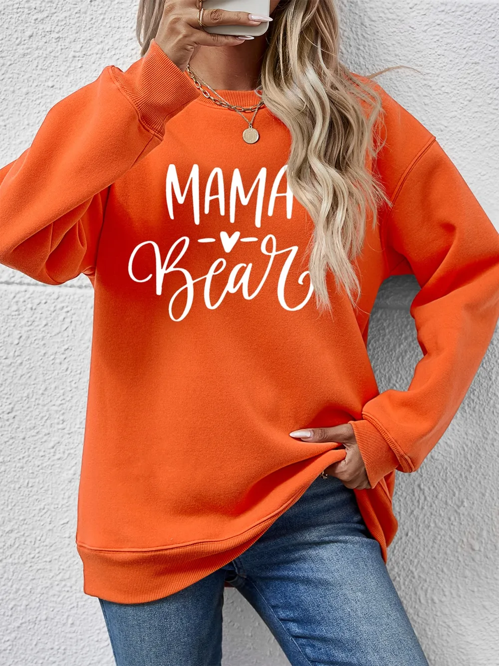 Letter Graphic Round Neck Long Sleeve Sweatshirt, image 25
