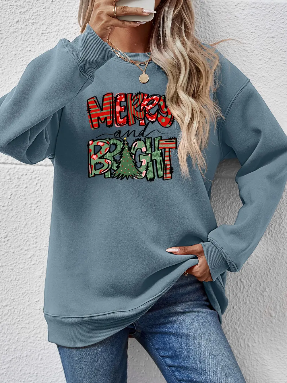 MERRY AND BRIGHT Long Sleeve Sweatshirt, image 5