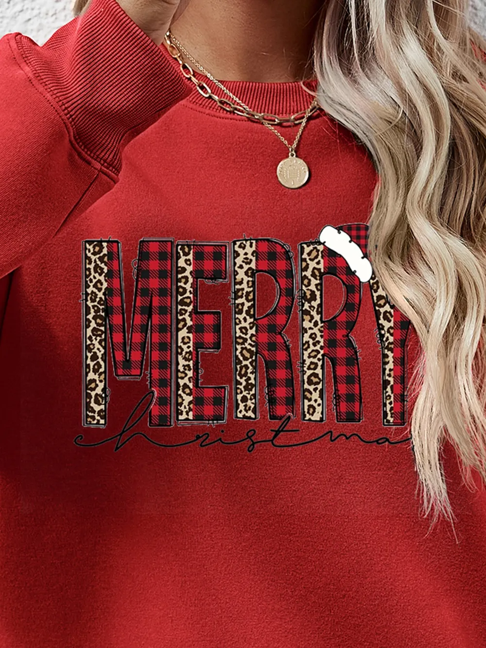MERRY CHRISTMAS Round Neck Long Sleeve Sweatshirt, image 7