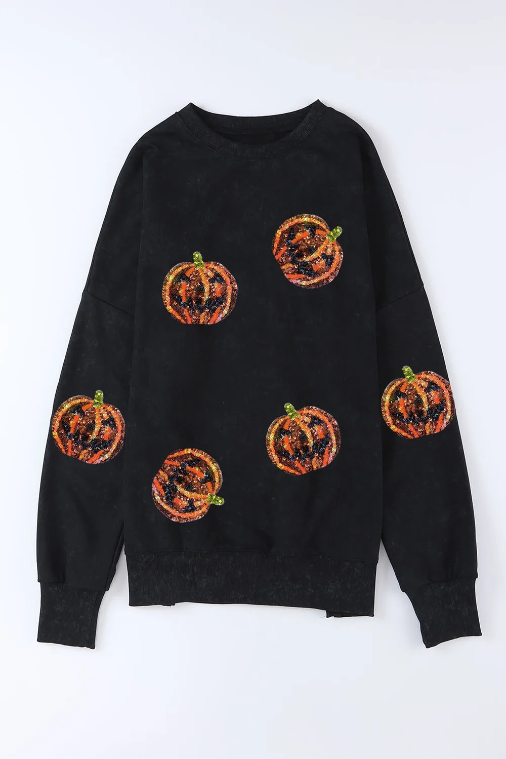 Pumpkin Print Dropped Shoulder Sweatshirt, image 3