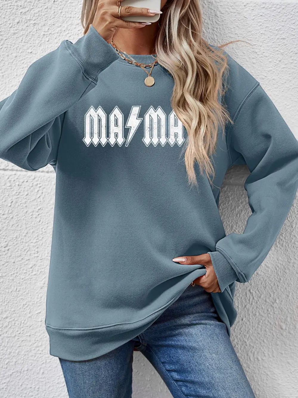 Letter Graphic Dropped Shoulder Sweatshirt, image 7
