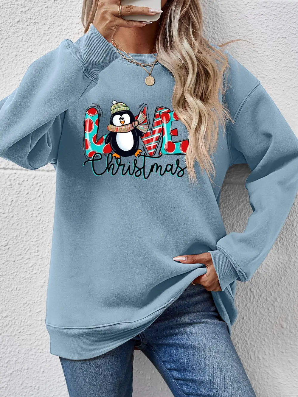 LIVE CHRISTMAS Drop Shoulder Round Neck Sweatshirt, image 10