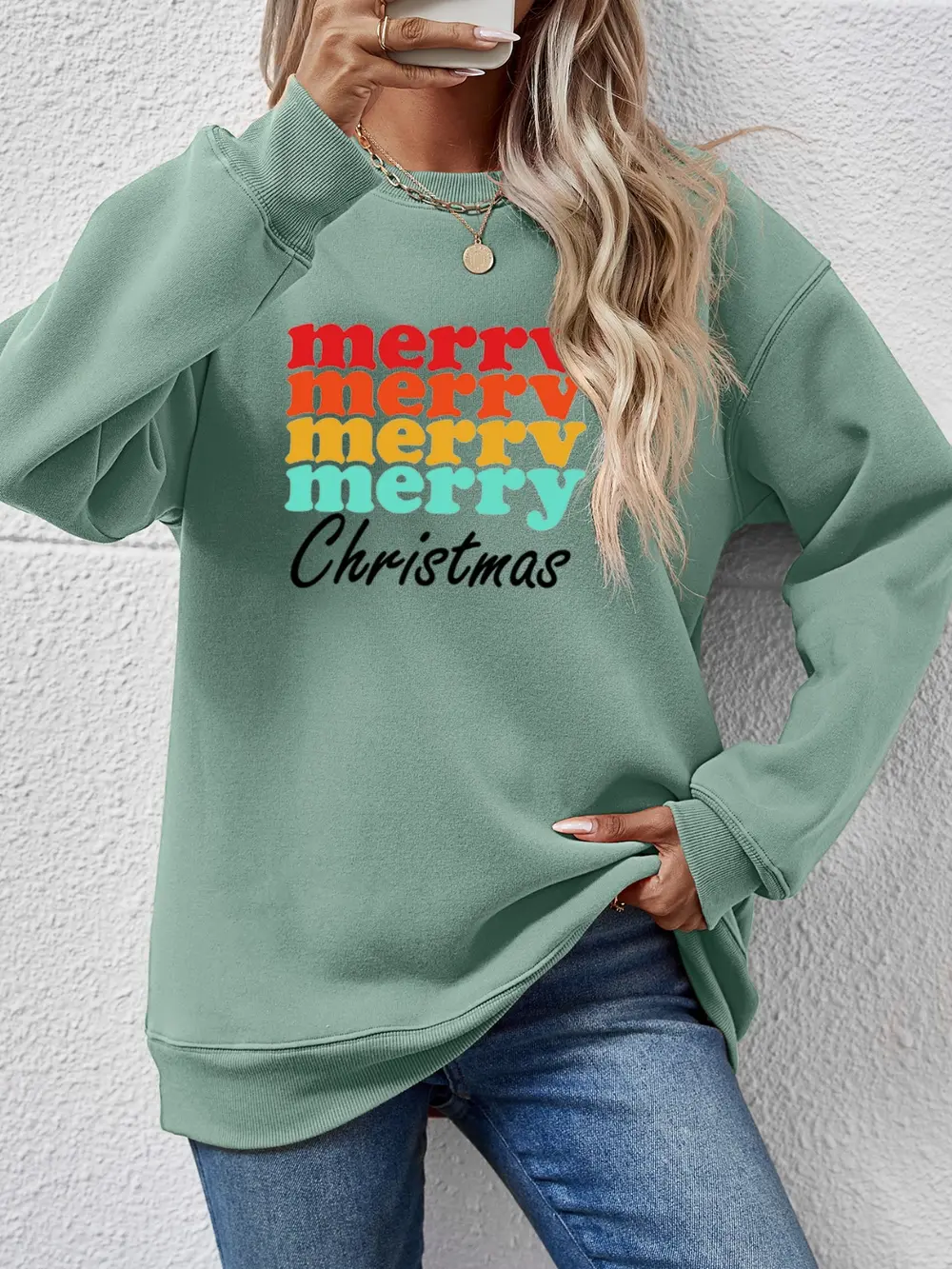 MERRY CHRISTMAS Graphic Long Sleeve Sweatshirt, image 13