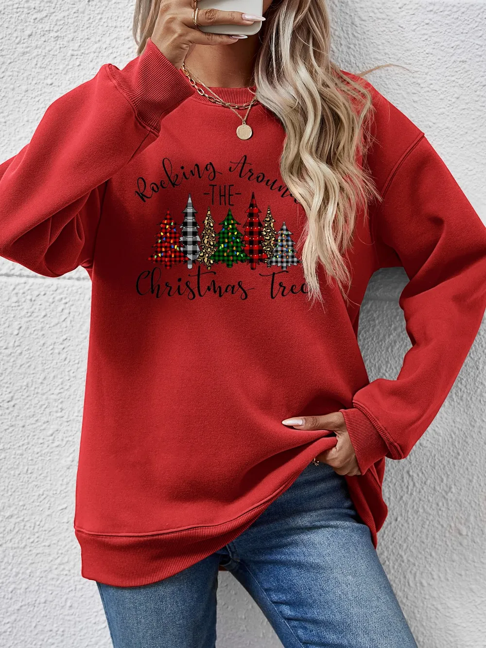 Christmas Tree Graphic Round Neck Sweatshirt, image 22