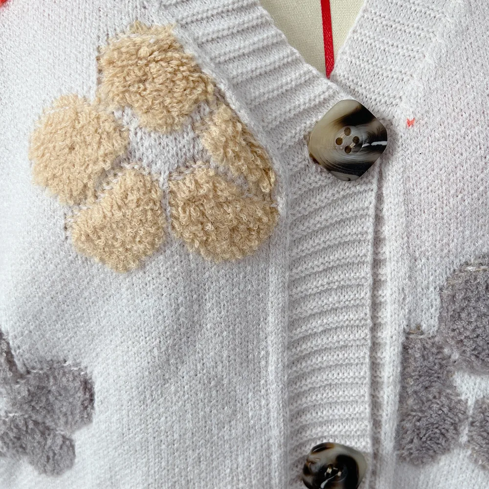 Floral V-Neck Button Up Cardigan with Pockets, image 4