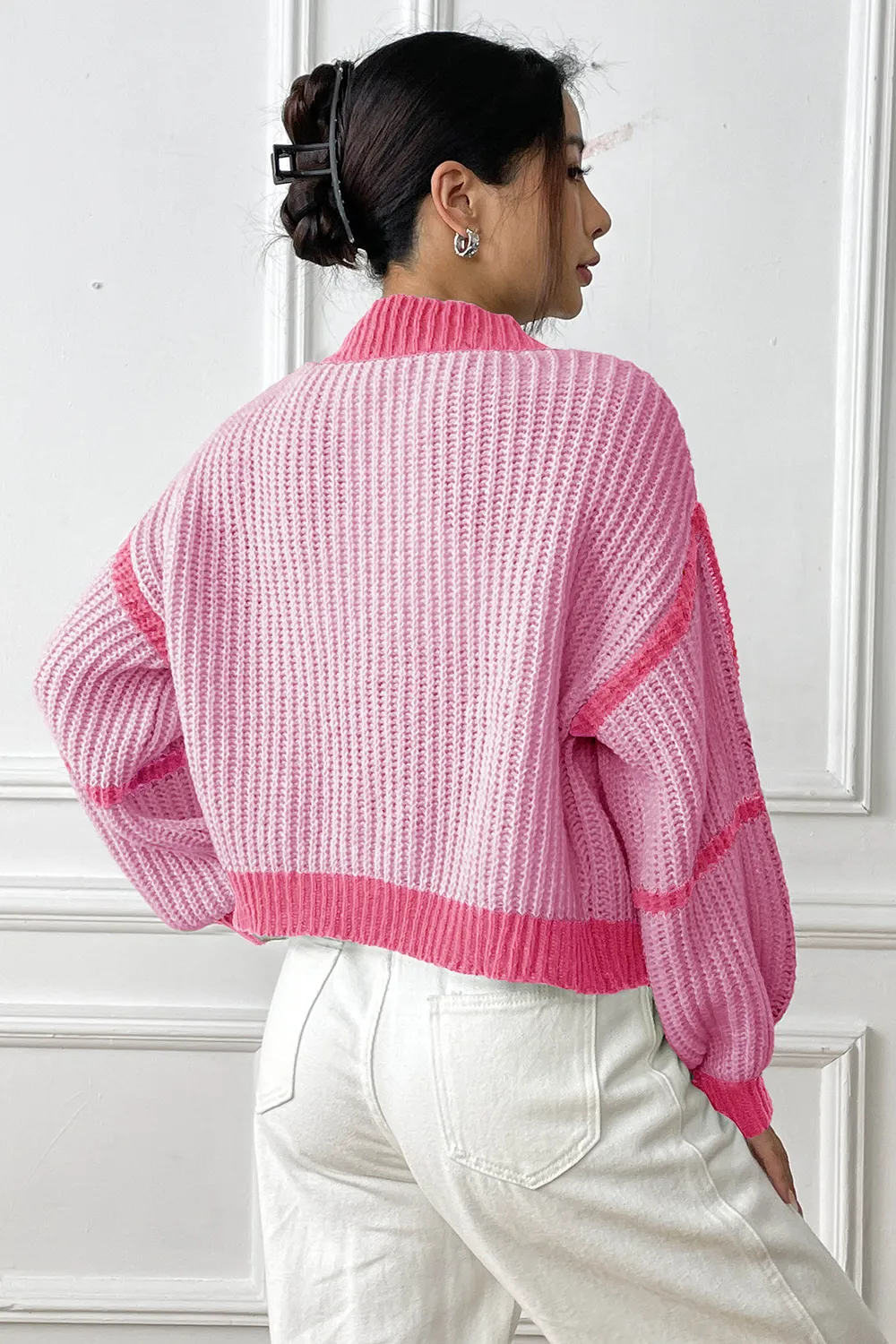 Contrast Open Front Long Sleeve Cardigan, image 10