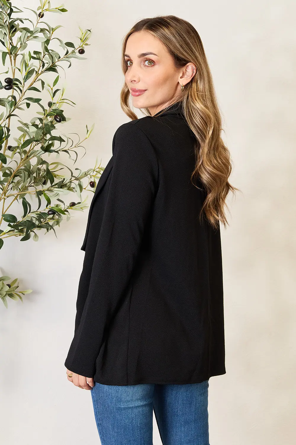 Full Size Open Front Long Sleeve Blazer, image 3