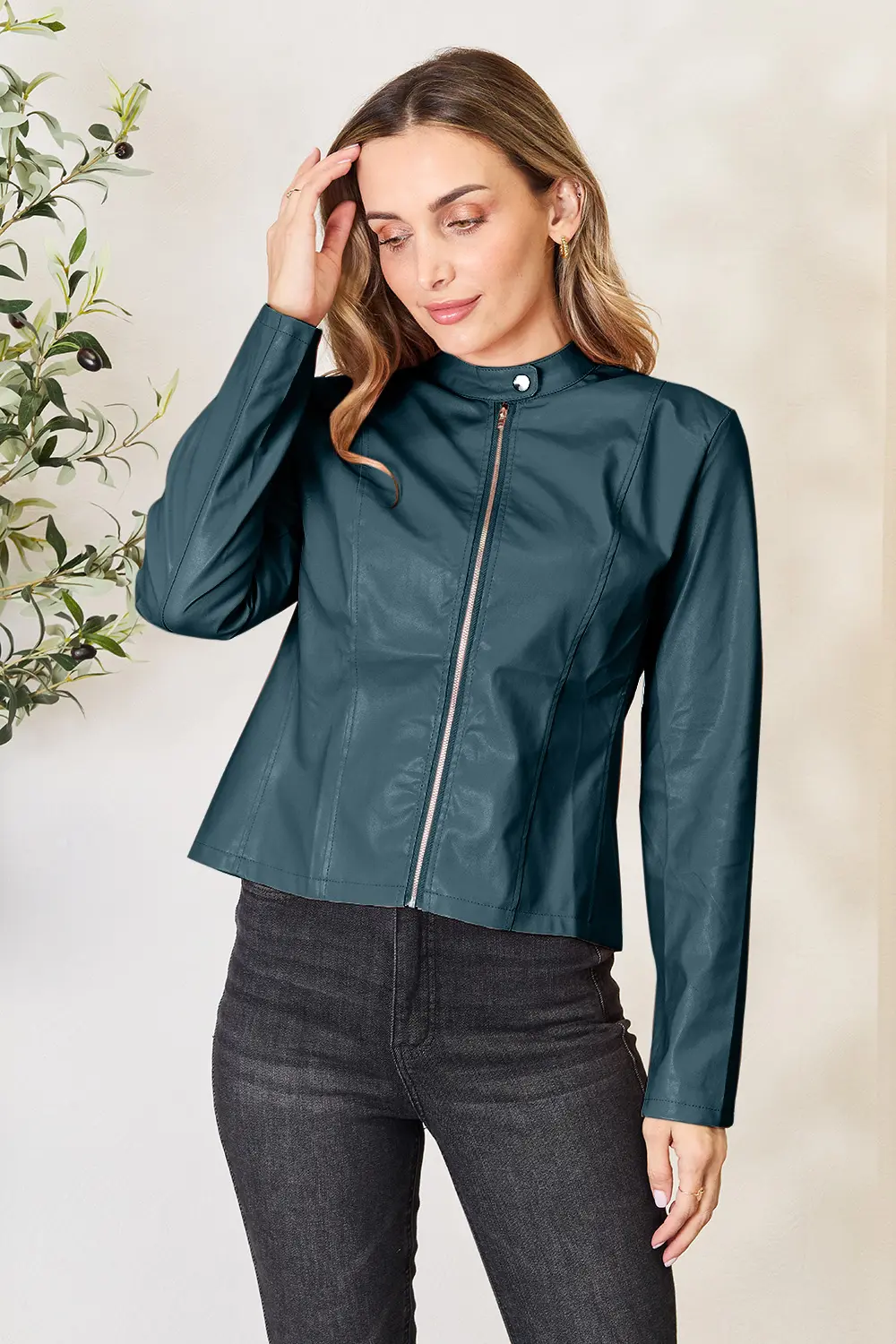 Mock Neck Zip Up Jacket, image 10