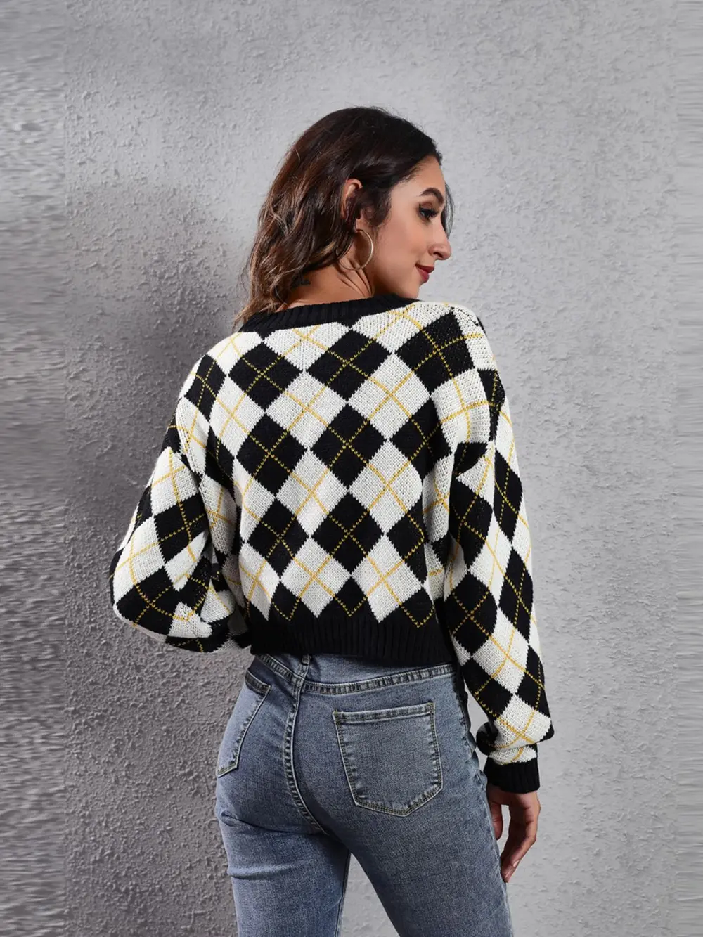 Geometric Button Up Long Sleeve Cardigan, image 7