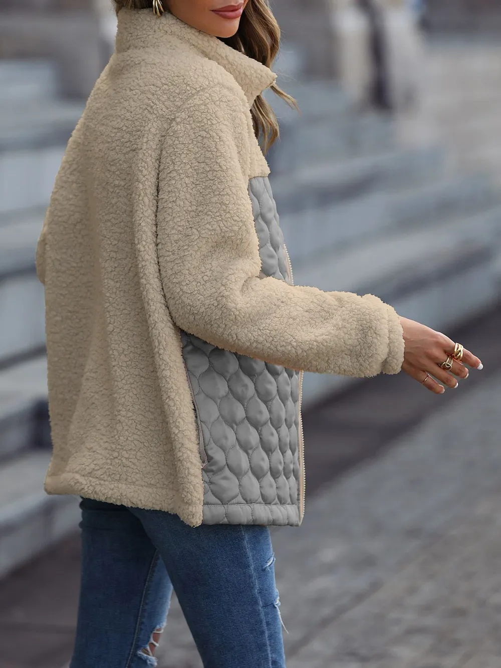 Leopard Color Block Zip-Up Jacket, image 16