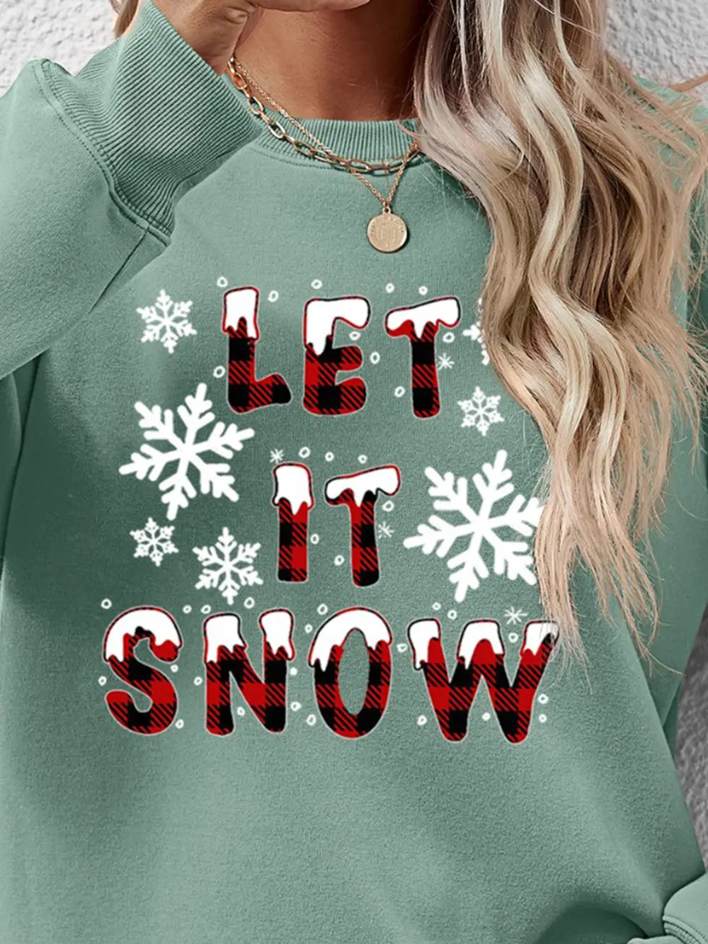 LET IT SNOW Round Neck Long Sleeve Sweatshirt, image 26
