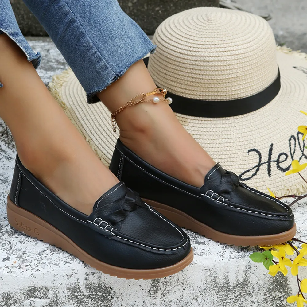 Weave Wedge Heeled Loafers, image 4