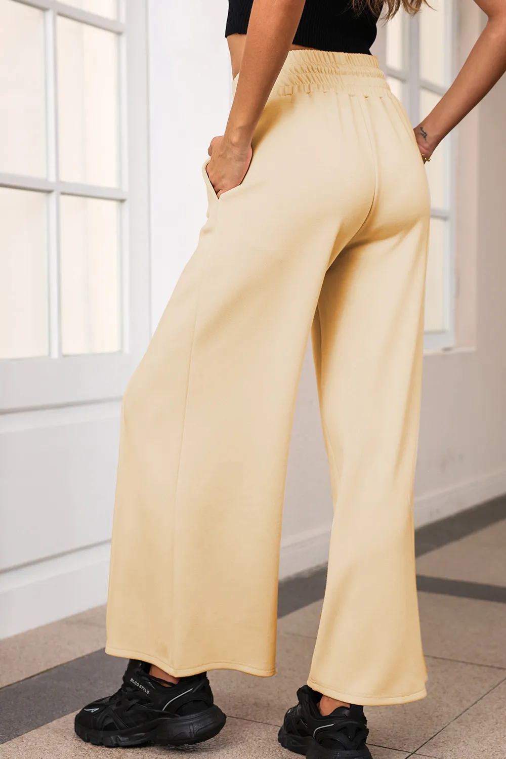 Drawstring Wide Leg Pants with Pockets, image 4