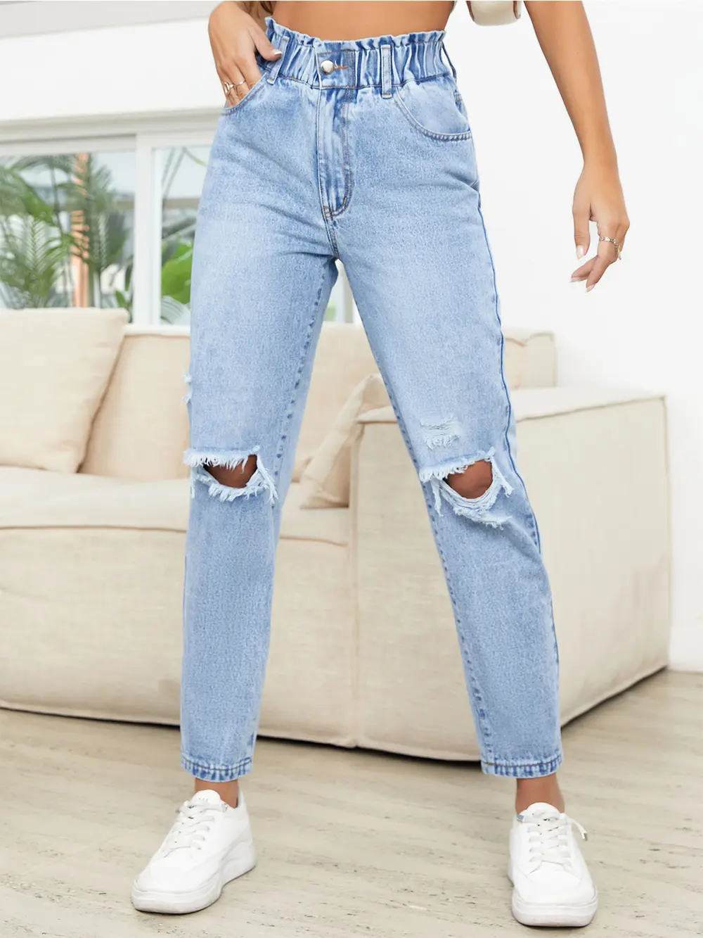 Distressed High Waist Jeans, image 2