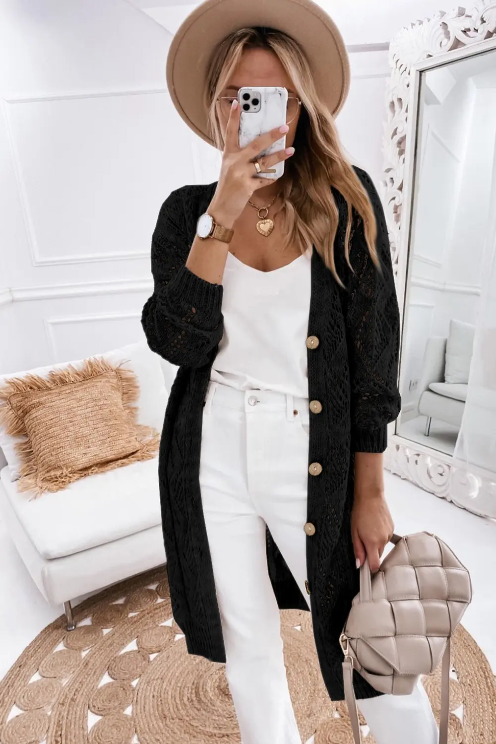 V-Neck Long Sleeve Cardigan, image 3