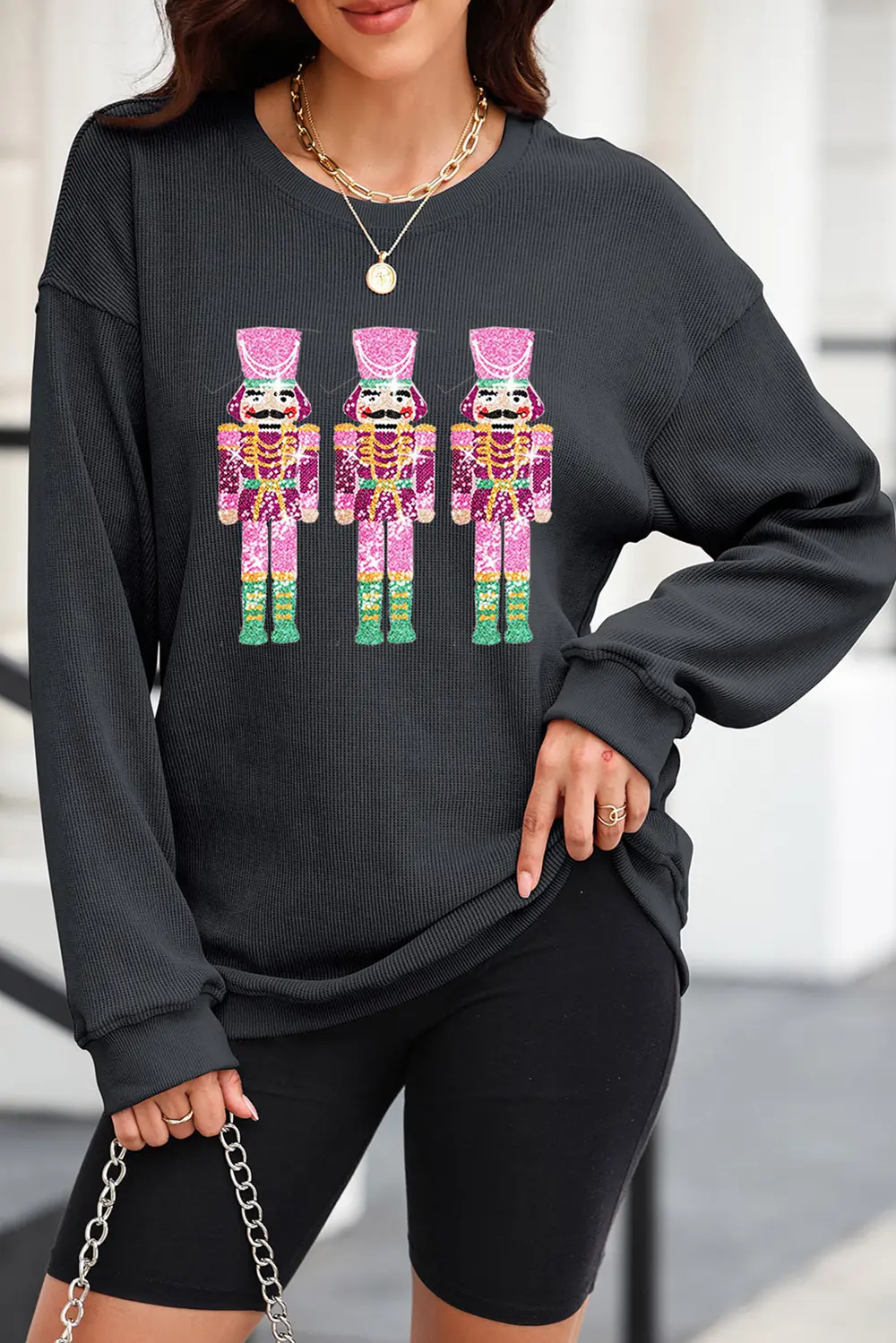 Nutcracker Round Neck Long Sleeve Sweatshirt