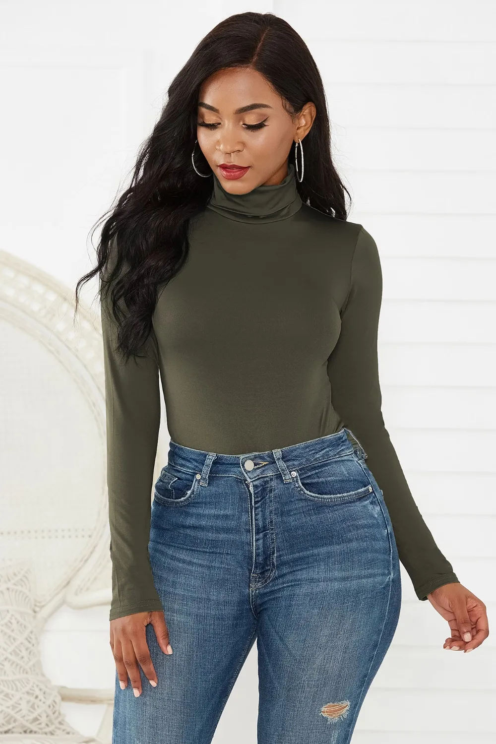 Turtleneck Long Sleeve Bodysuit, image 3