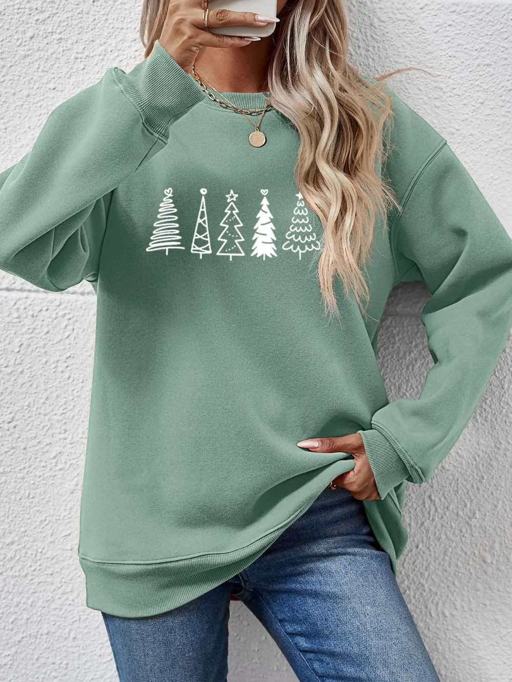 Christmas Tree Graphic Drop Shoulder Sweatshirt, image 20