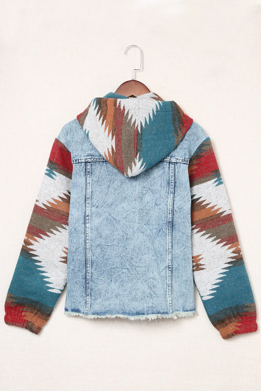 Drawstring Hooded Pocketed Denim Jacket, image 5