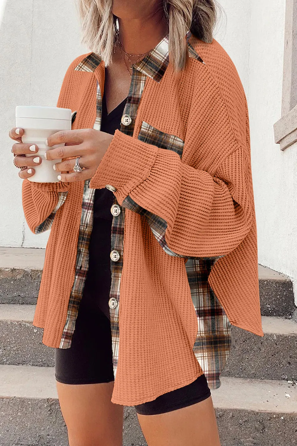 Plaid Button Down Collared Jacket, image 8