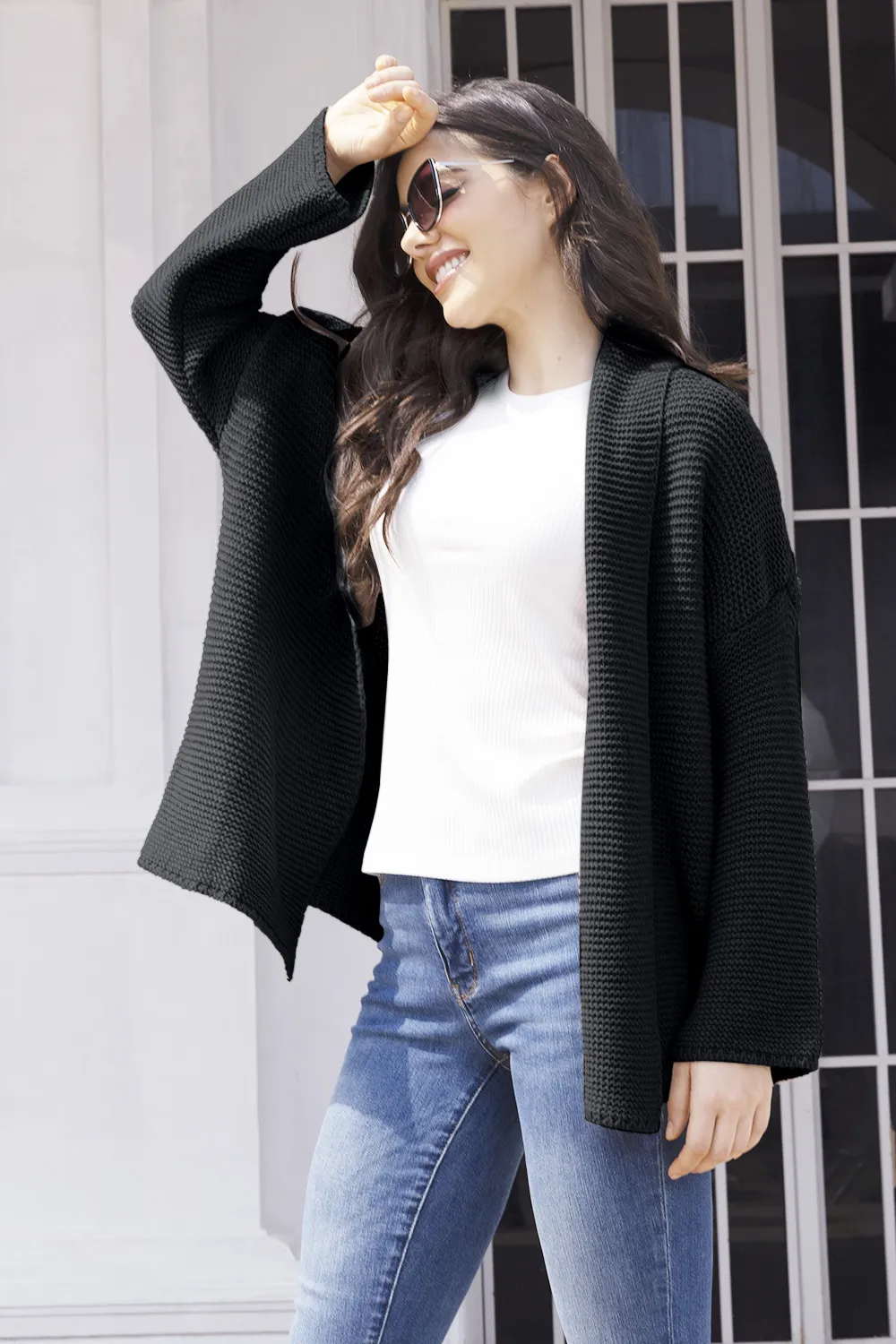 Tied Open Front Long Sleeve Cardigan, image 2
