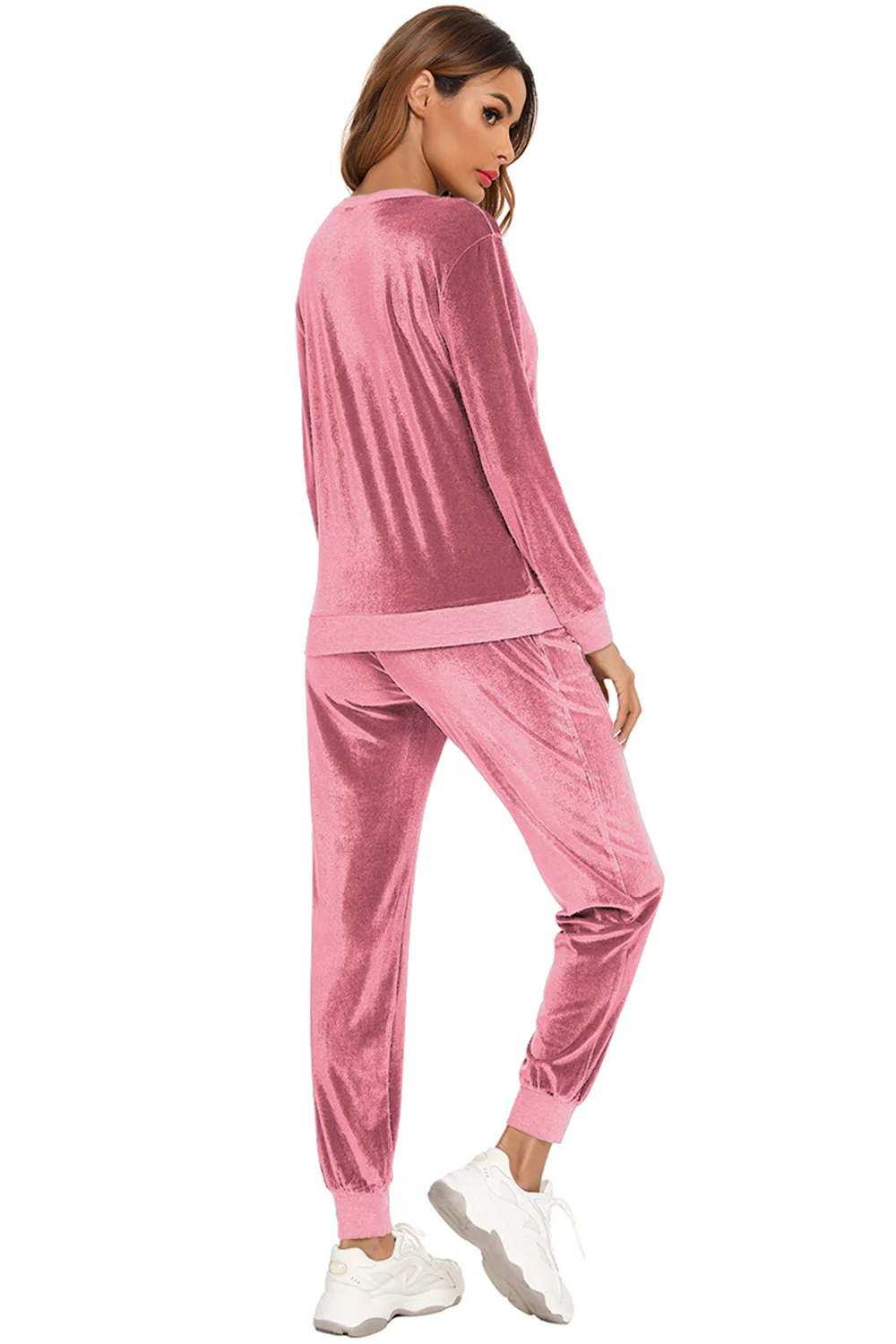 Round Neck Long Sleeve Loungewear Set with Pockets, image 9