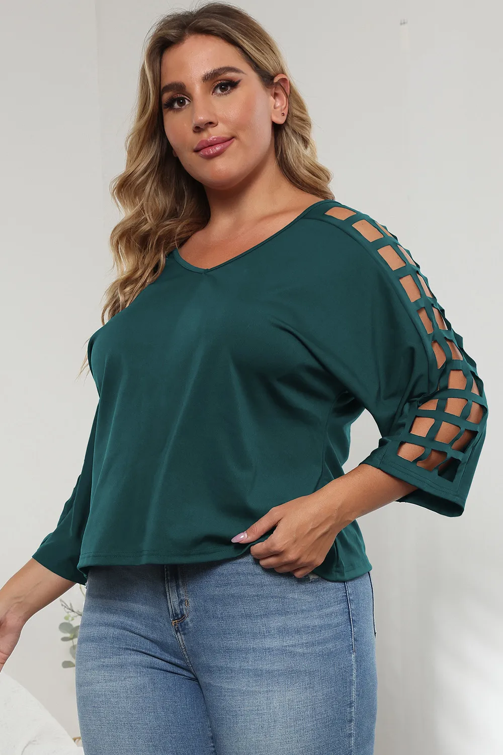 3/4 Sleeve Cutout Detail Top, image 4