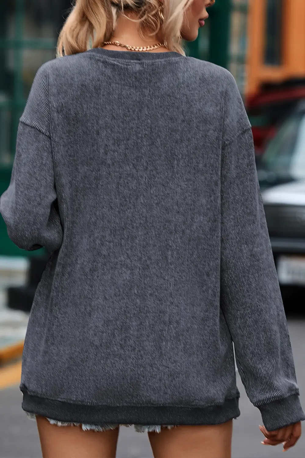 Sequin Candy Cane Round Neck Sweatshirt, image 3