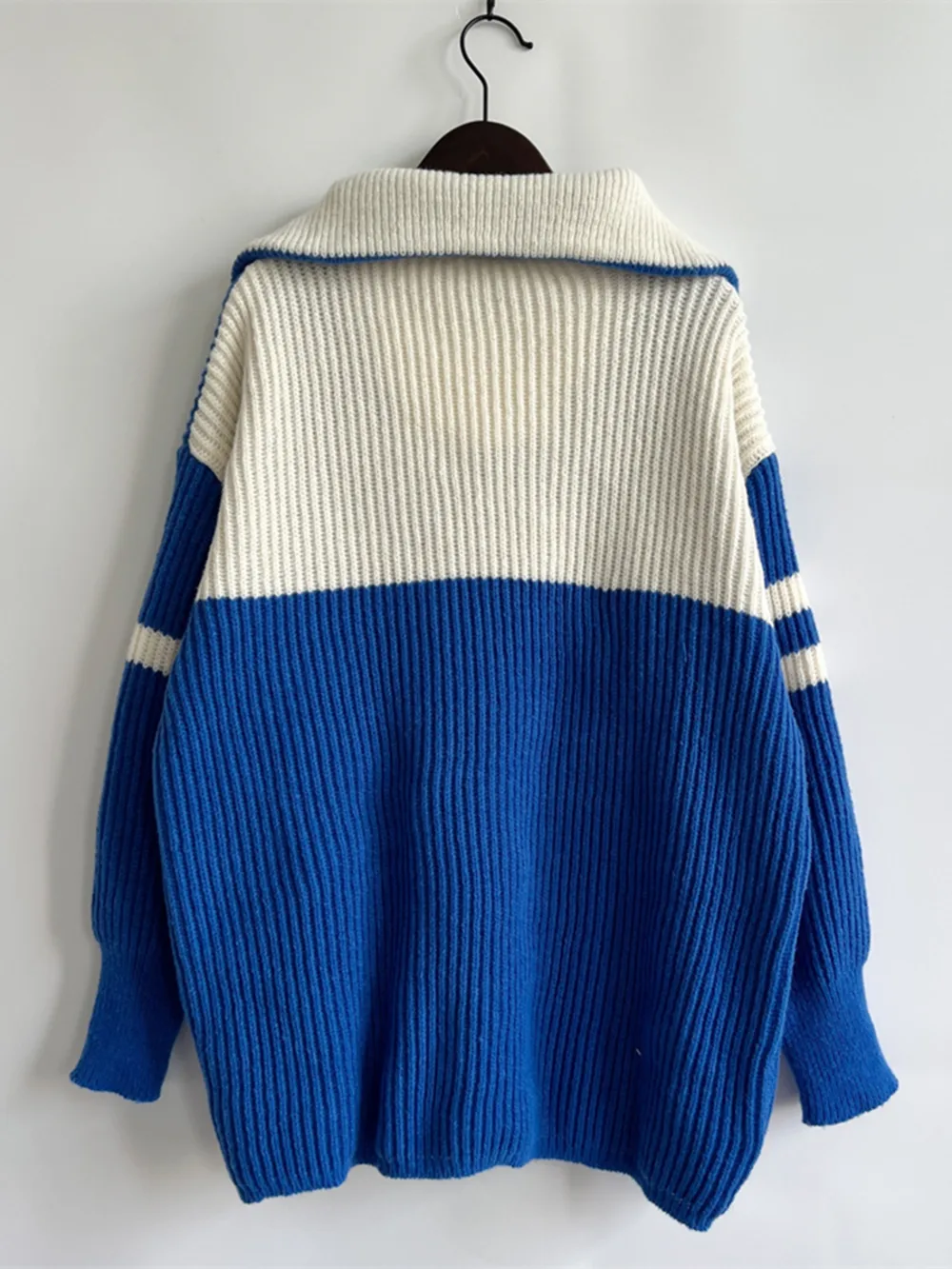 Ribbed Two-Tone Half Zip Sweater, image 4