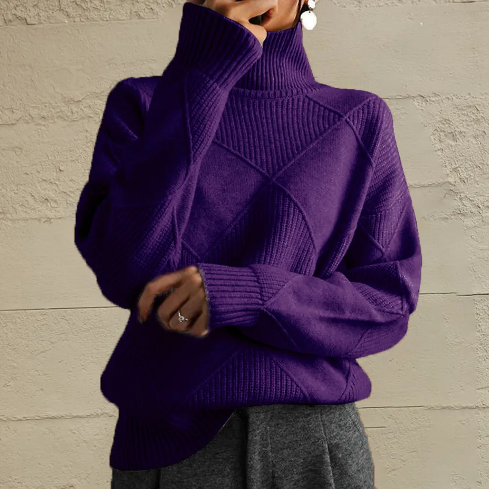 Geometric Turtleneck Long Sleeve Sweater, image 22