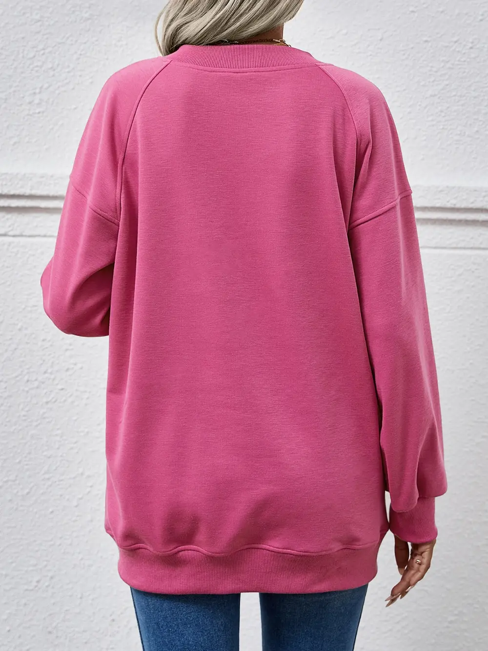 Round Neck Drop Shoulder Long Sleeve Sweatshirt, image 3