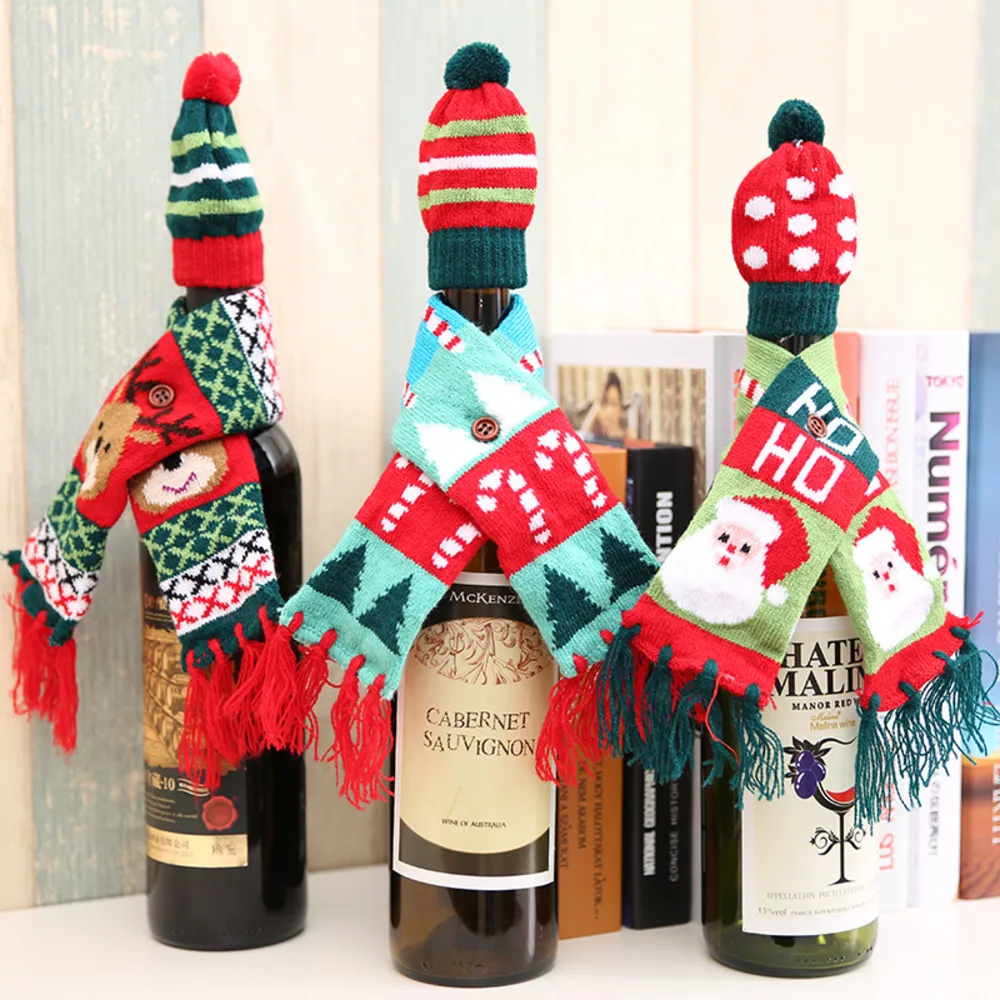 Christmas Hat and Scarf Wine Bottle Decoration, image 2