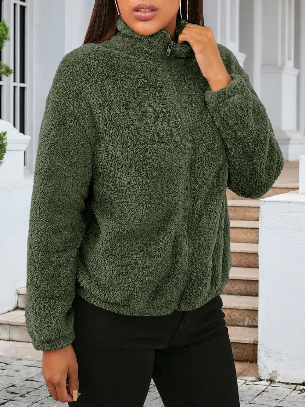 Zip Up Turtleneck Long Sleeve Jacket, image 4