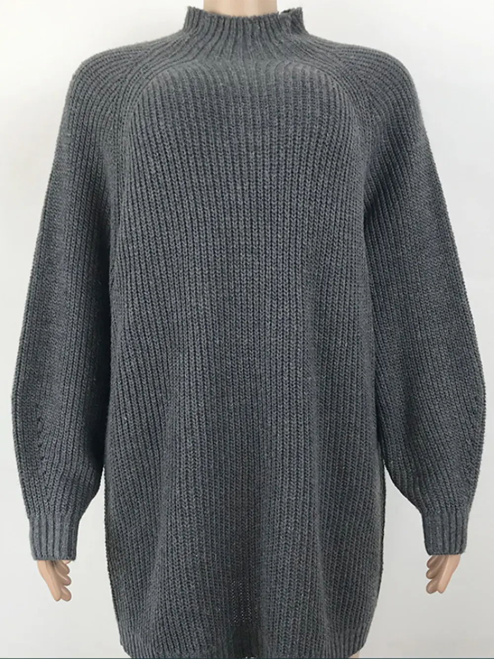 Mock Neck Dropped Shoulder Sweater Dress, image 8