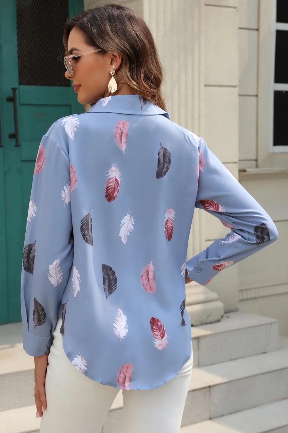 Printed Collared Neck Buttoned Shirt, image 13