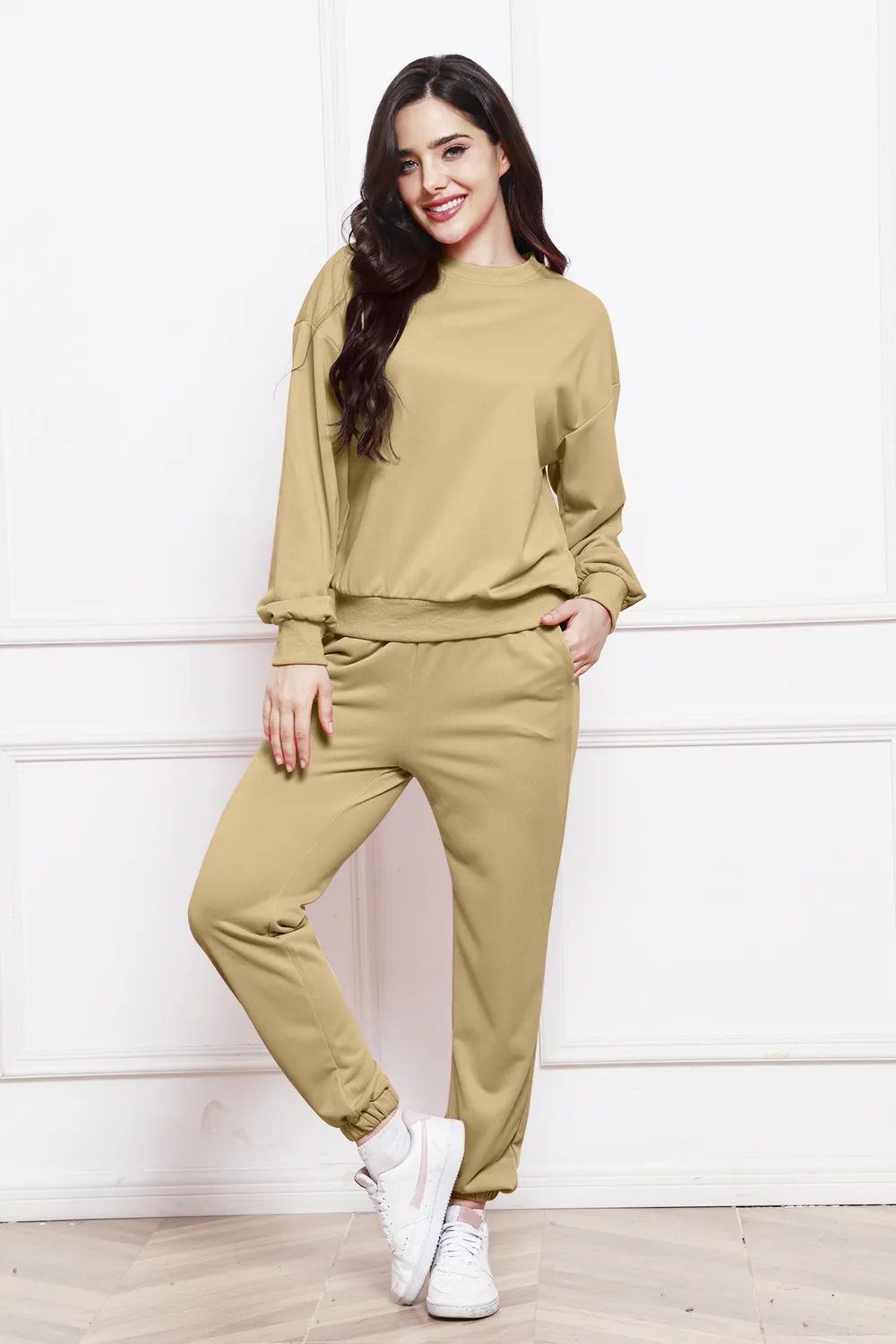 Round Neck Long Sleeve Sweatshirt and Pants Set, image 20