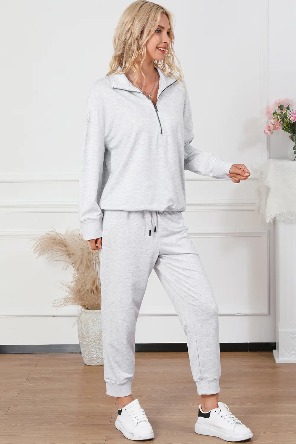 Half Zip Sweatshirt and Drawstring Sweatpants Set, image 4