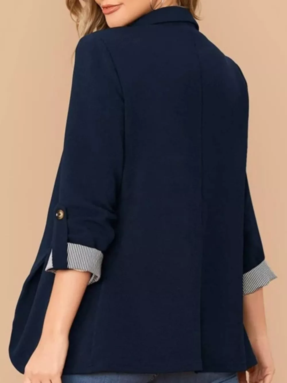 Lapel Collar Roll-Tab Sleeve Blazer, image 12