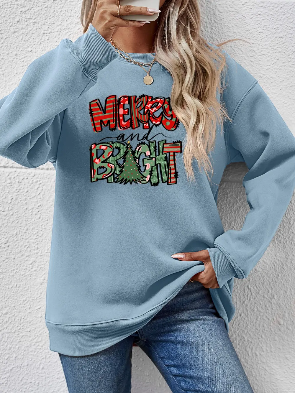 MERRY AND BRIGHT Long Sleeve Sweatshirt, image 25