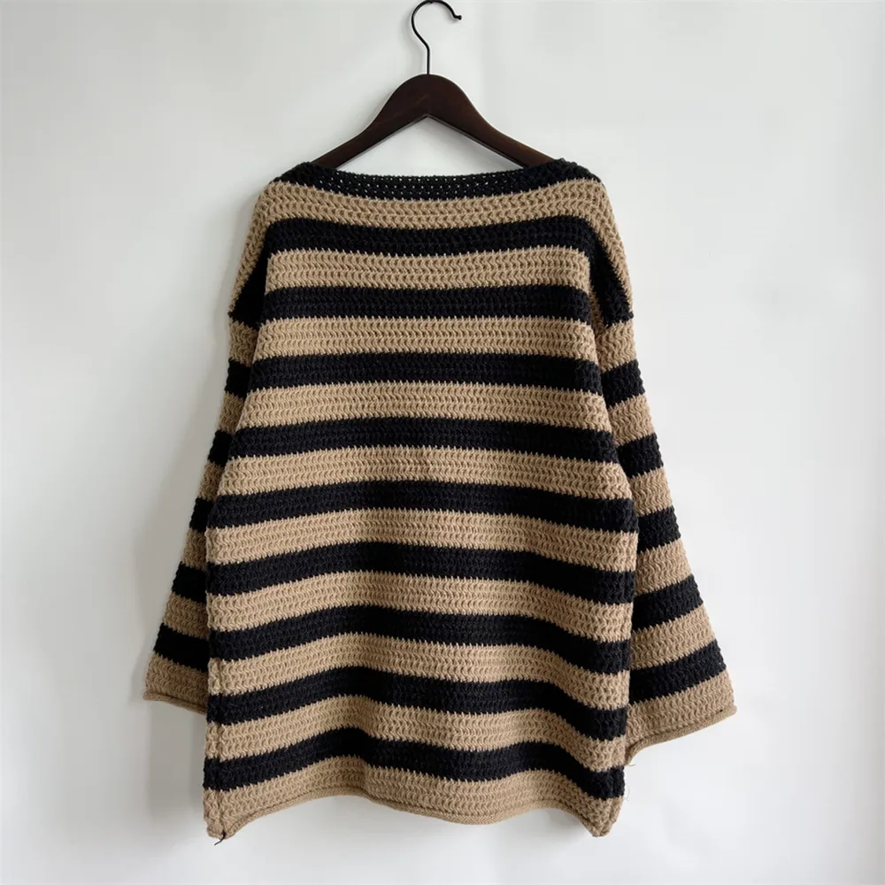 Striped Round Neck Long Sleeve Sweater, image 9