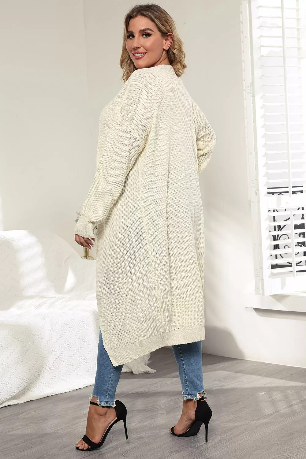Plus Size Open Front Long Sleeve Cardigan, image 10