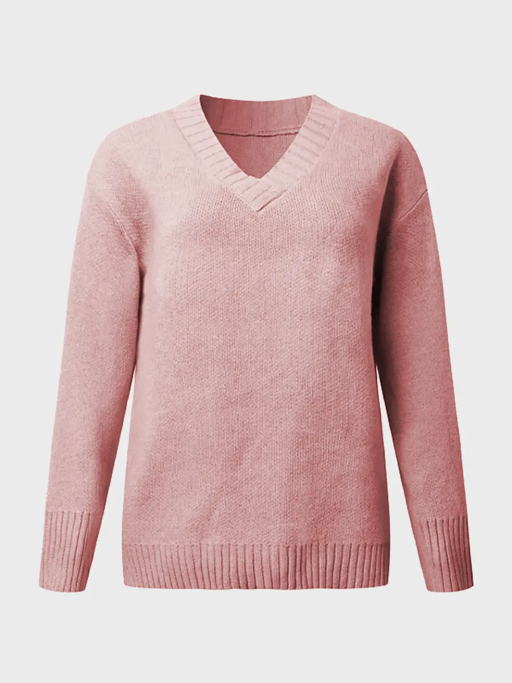 V-Neck Long Sleeve Knit Top, image 3