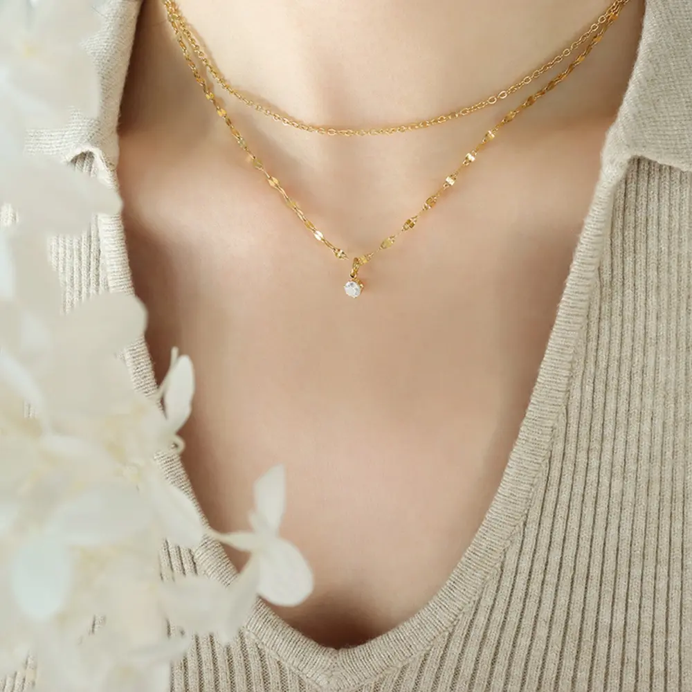 Titanium Steel Double-Layered Necklace, image 2