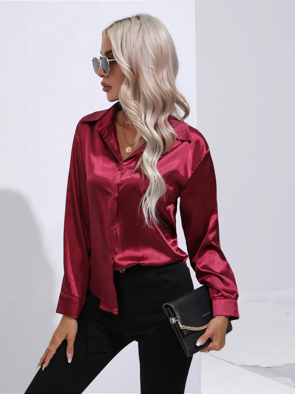 Collared Neck Buttoned Long Sleeve Shirt, image 7