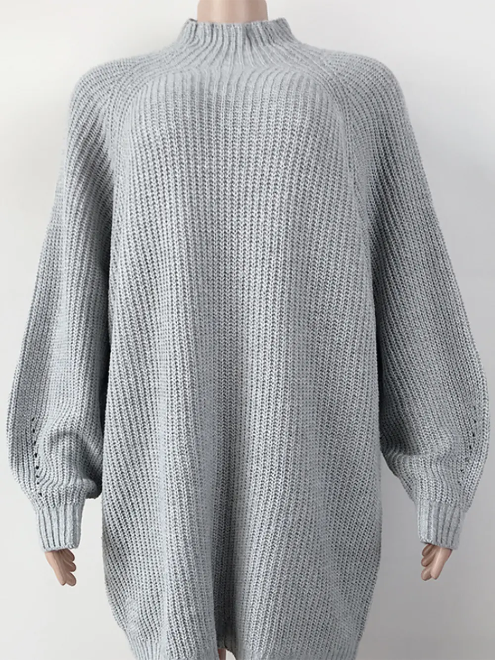 Mock Neck Dropped Shoulder Sweater Dress, image 11