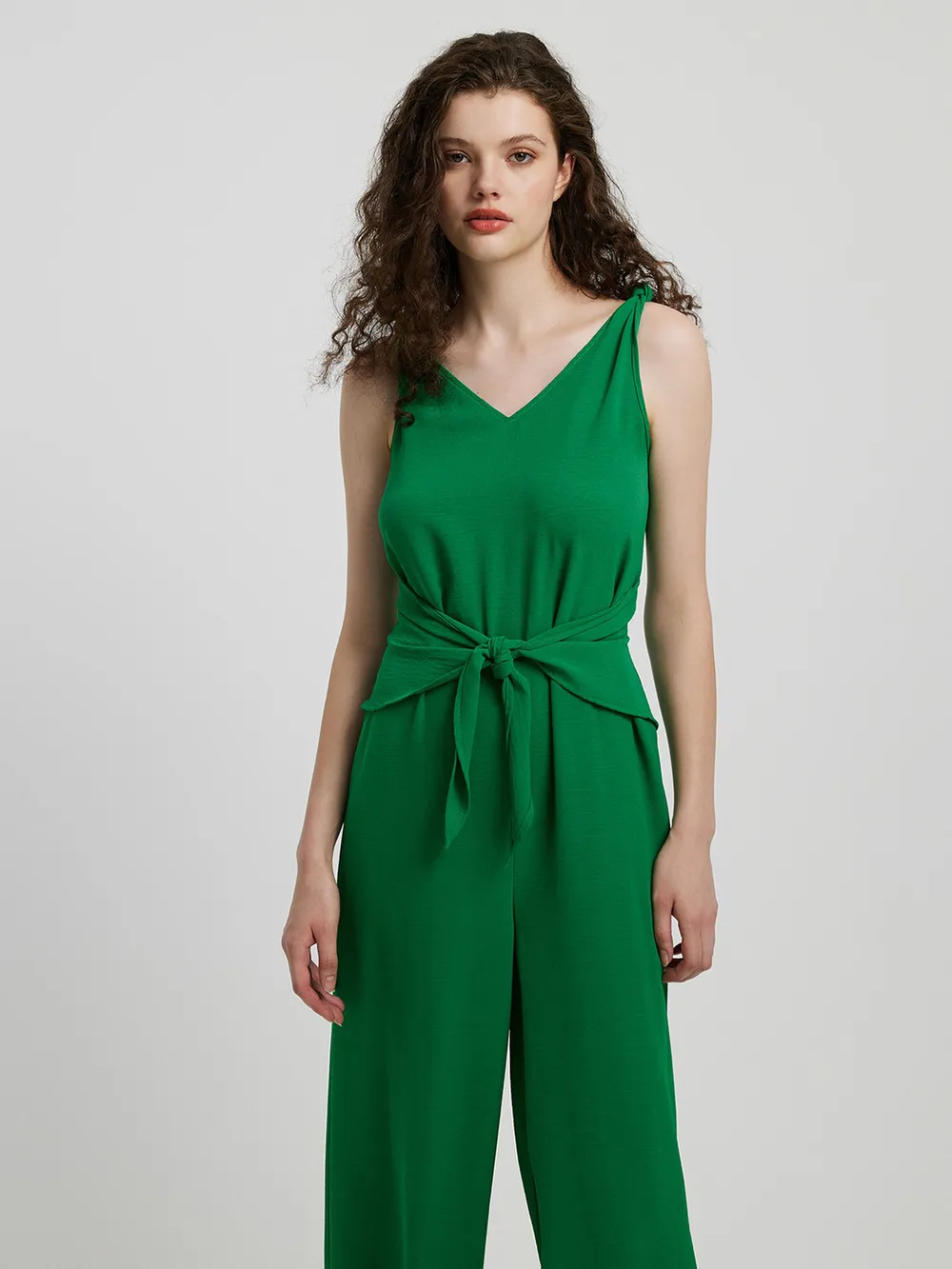 Knot Detail Tie Front Sleeveless Jumpsuit, image 2