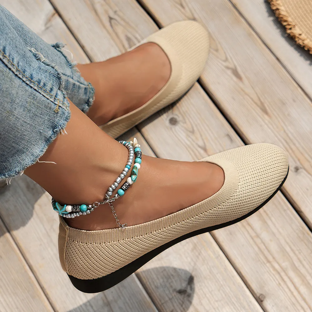 Round Toe Knit Ballet Flats, image 6
