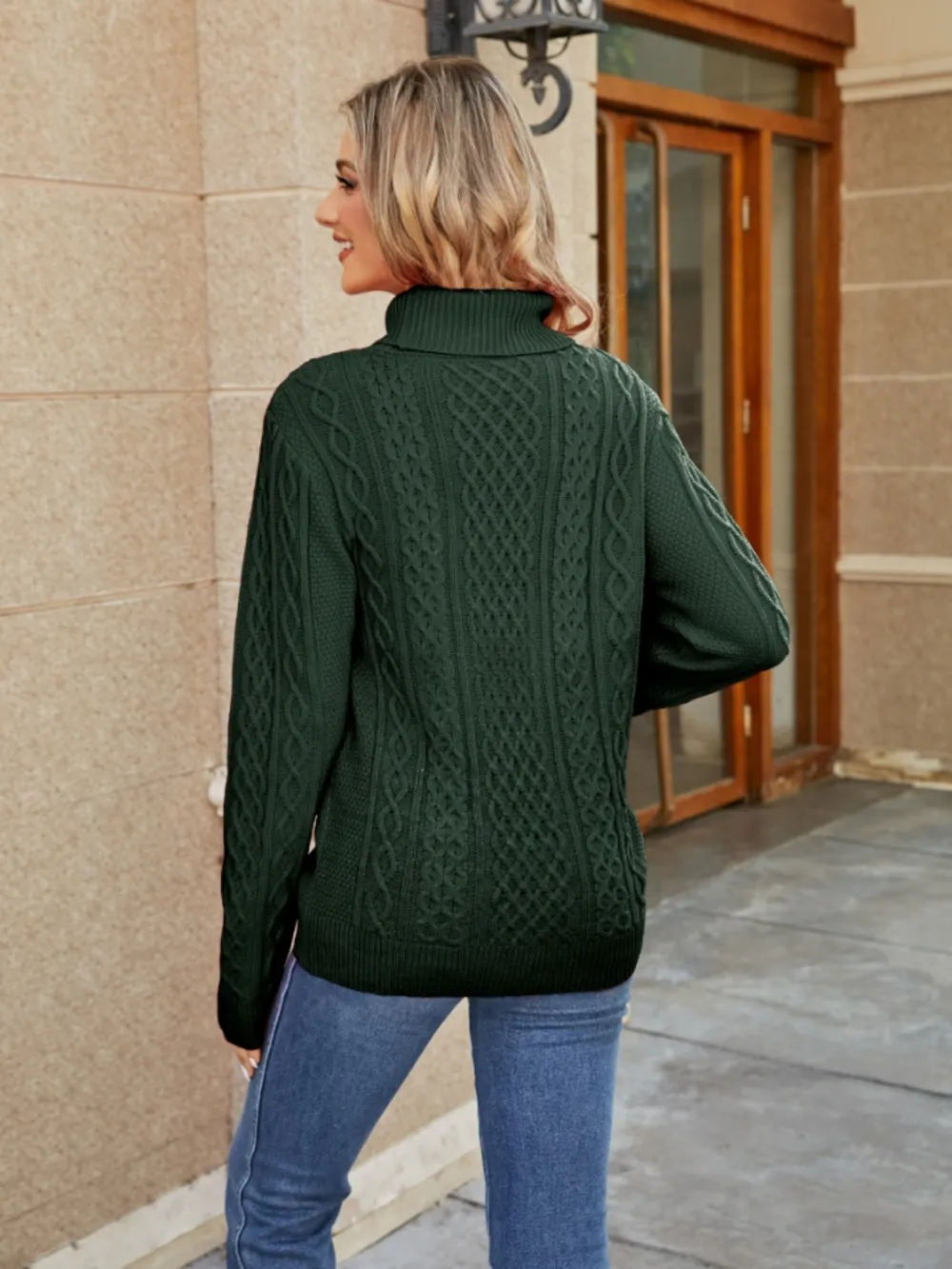 Cable-Knit Mock Neck Sweater, image 16