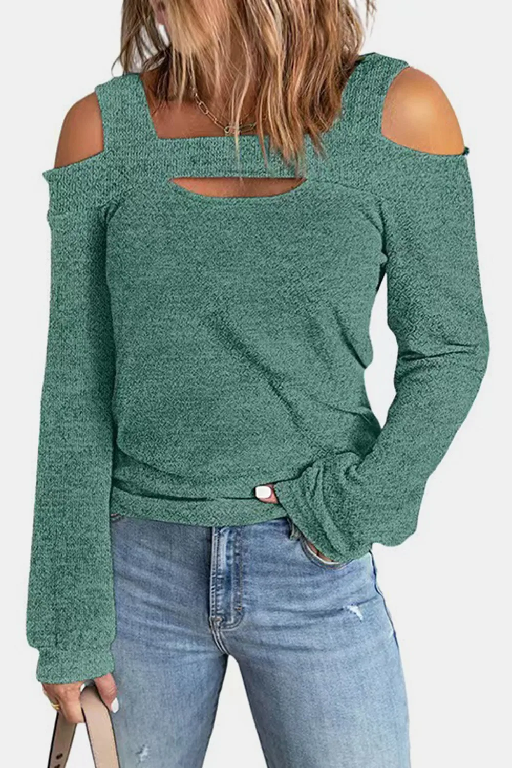 Full Size Cutout Cold Shoulder Blouse, image 8