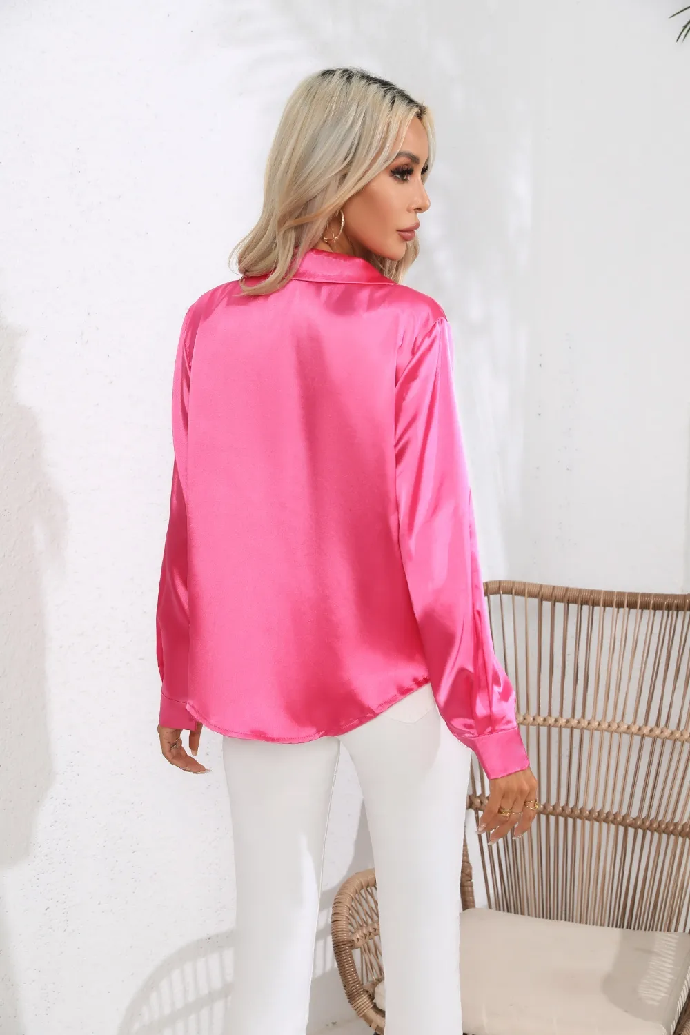 Lapel Collar Button Up Long Sleeve Shirt, image 3